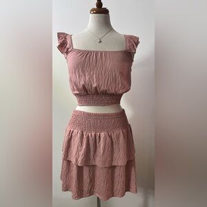 Chic Ruffled Skirt Set in Blush